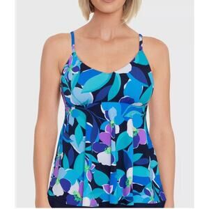Swim Solutions Womens V-Neck Underwire Swim Tankini Top Size 10 NWT